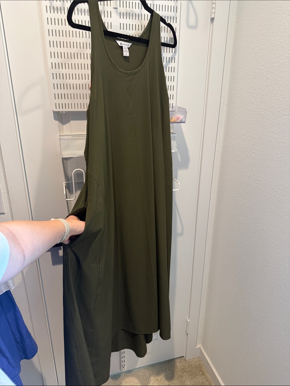Athleta Olive Green Sleeveless A-Line Dress